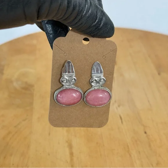 Vintage Taxco Mexico Sterling Silver Pierced Earrings Sugilite Mexico TM-180 925 - Picture 3 of 12